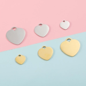Heart Shape Charms Stainless Steel Pendants Mirror Polished Blank Tags For DIY Jewelry Making Necklaces Bracelets Accessories