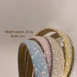 Sparkly sequins headband for women 2cm wide light blue and purple hair accessories