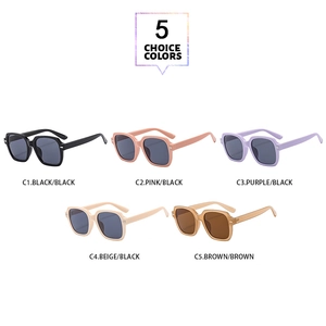 Detailed grid showing five color variations of square frame sunglasses in high quality PC