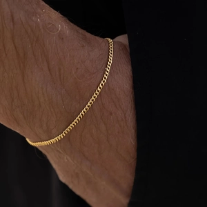 Classico bracciale a catena barbazzale in acciaio inossidabile dorato per uomo regolabile