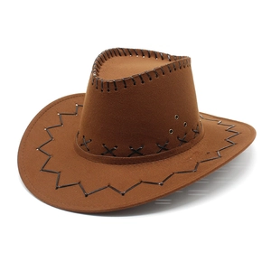 Western Cowboy Hat Wide Brim Faux Suede With Contrast Stitching And Ventilation Eyelets Vintage Outdoor Sun Hat