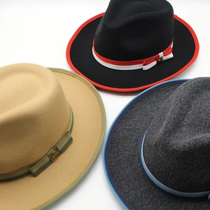 Classic British wool felt fedora hats in black, camel and grey with decorative ribbons