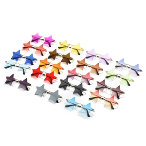 Chic star-shaped rimless sunglasses in multiple vibrant colors and metal frames