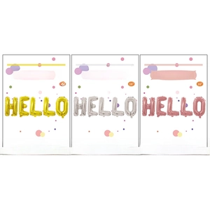 16-inch HELLO letter foil balloon set in gold, silver, and rose gold for party decor