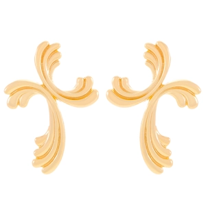Elegant gold vintage wave cross earrings with a symmetrical wing-shaped curve design