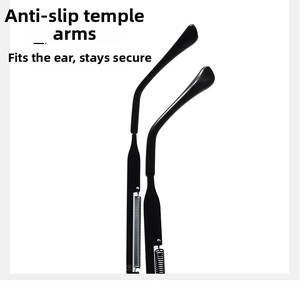 Detail of steampunk sunglasses spring hinge and anti-slip temple for comfort fit