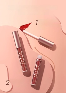 Detail of matte liquid lipsticks with smudge-resistant texture in stylish packaging