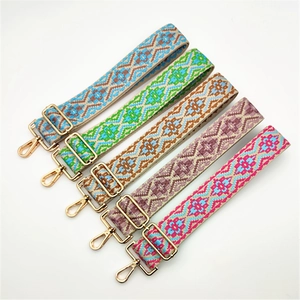 Ethnic style geometric pattern replacement straps for handbags with gold metal clips