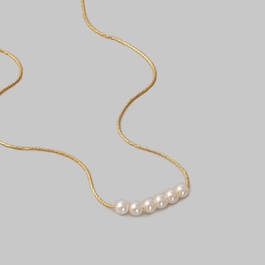 Elegante Damen Süßwasserperlenkette Kupfer Galvanisiert Minimalistische Schlüsselbeinkette Schmuck Dünne Gold Silber Farbe Mode Accessoire