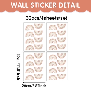 Lot de 32 stickers muraux arc-en-ciel et cœur Morandi, autocollants en PVC pour enfants