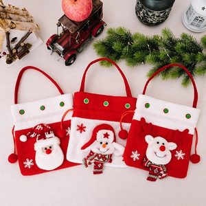 Lot de 3 sacs cadeaux de Noël tricotés avec motifs Père Noël, Bonhomme et Renne