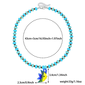 Collana di perline colorate regolabile con ciondolo a forma di pesce tropicale marino