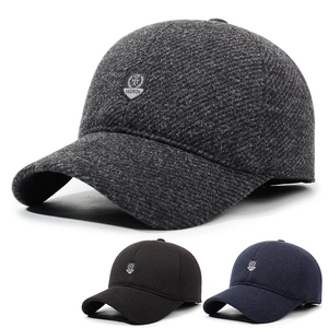 Casquette De Baseball Hiver Pour Hommes Laine Coupe-vent Chaud Avec Cache-oreilles Rétro Réglable Sport