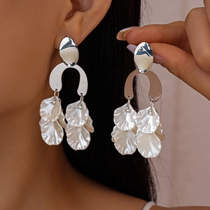 Drop Dangle Earrings With Acrylic Petal Rhinestone Copper Alloy And 925 Sterling Silver Earring Post For Women Elegant