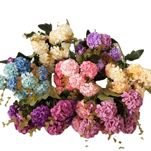 Artificial oil painting hydrangea bouquet with colorful multi-head silk flowers for decor