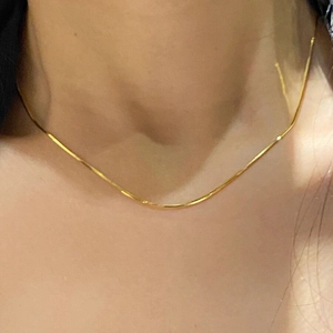 Snake Chain Necklace Titanium Steel 18K Gold Plated Minimalist Round Snake Bone Plain Chain For Women Non Fading