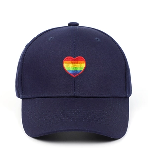 Unisex Fashion Rainbow Heart Embroidered Baseball Cap Casual Cotton Adjustable Sun Hat Outdoor Sports Trucker Hat