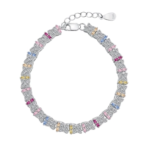 Elegantes S925 Sterlingsilber Tennisarmband mit bunten, funkelnden Zirkonia-Steinen
