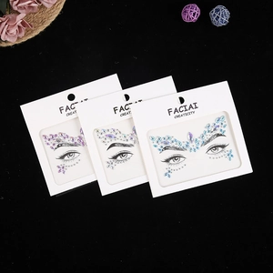 Lot de 3 bijoux de visage en strass acrylique pour maquillage de fête sur cartes