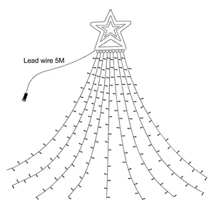 LED star waterfall lights for Christmas outdoor decor with 5m lead wire and 10 light strands