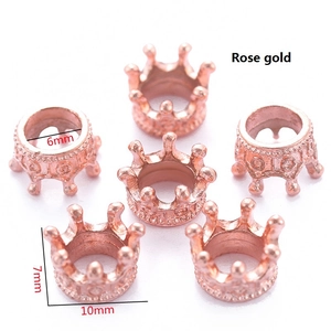 Set of rose gold crown alloy pendants for DIY jewelry with specific dimension markers