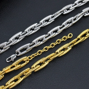 Minimalist rectangular links titanium steel necklace set in gold and silver finish