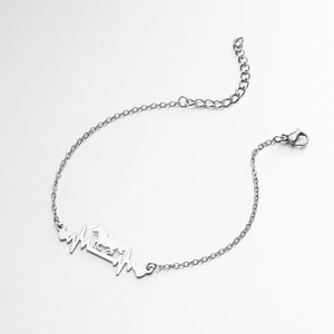 Edelstahl Armband mit Herzschlag Pferd und Herzanhänger mit verstellbarem Karabiner