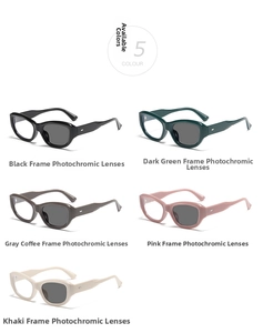 Cat eye blue light glasses available in five colors with photochromic lenses
