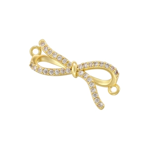 Elegant gold bow pendant with sparkling cubic zirconia stones for jewelry making