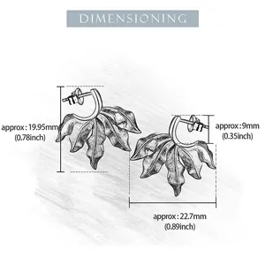 Guida dettagliata alle dimensioni per orecchini a foglia in argento S925 con misurazioni