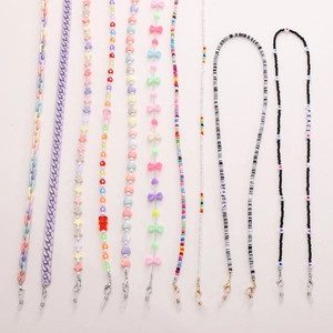 Colorful Acrylic Beaded Glasses Chain Anti-Lost Neck Strap Heart Bow Charm Fashion Eyewear Accessories For Women Girls