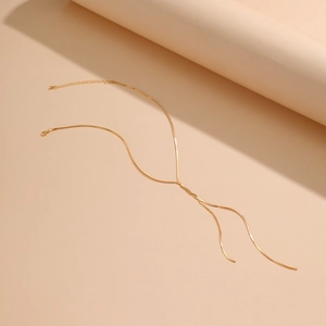 Minimalistische Y-förmige Schlangenkette aus vergoldetem Edelstahl mit Anhänger