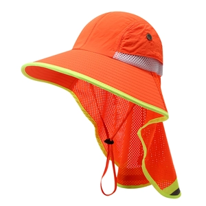 Cappello parasole arancione alta visibilità con protezione collo per lavori esterni