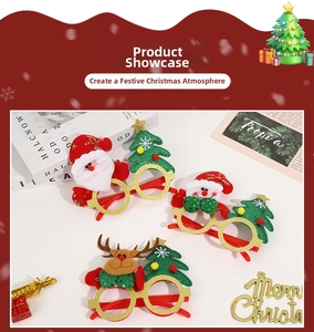 Glittery Christmas glasses frames with Santa, snowman and reindeer cartoon designs