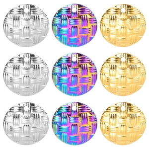 Round Woven Texture Stainless Steel Charms Vacuum Plated Rainbow Gold For DIY Jewelry Making Necklaces Pendants Chic