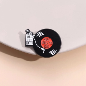 Broche En Émail De Tourne-Disque Vinyle Rétro Épinglette Musique Guérit Mon Âme Badge En Alliage Pour Vêtements