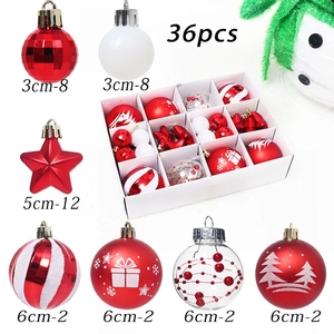 Painted Christmas Balls Plastic Hanging Ornaments Holiday Tree Decor Shiny Matte Glitter Textured Finishes Gift Boxed