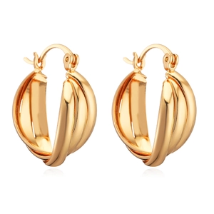 Elegant gold-plated twisted geometric hoop earrings for women with polished finish