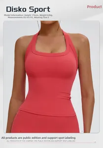 Top sportivo all'americana rosa corallo con scollo a U e tessuto elastico traspirante