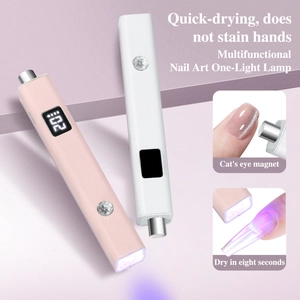 Portable 2-in-1 UV nail lamp with digital display and magnetic cat-eye tip design
