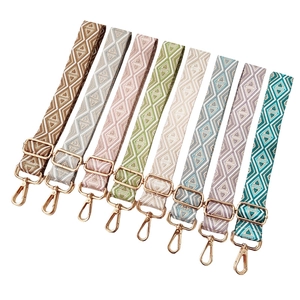 Adjustable geometric diamond embroidered bag straps with rose gold metal clips in 8 colors
