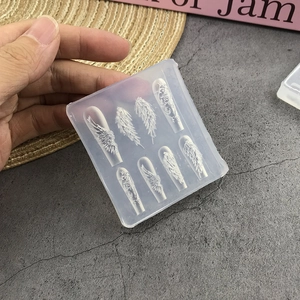 Transparent silicone nail art mold with wings and feathers shapes for DIY manicure