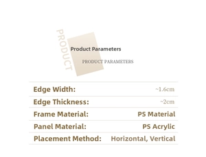 Detailed product parameters of PS picture frame with 1.6cm width and 2cm thickness dimensions