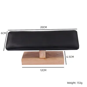 Faux leather nail arm rest with beech wood base for professional manicure desk