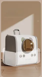 Detail of high-density nylon mesh and breathable hidden zone on portable cat carrier