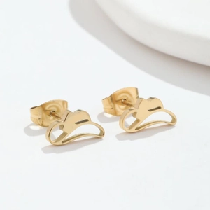 Golden cowboy hat stud earrings made of stainless steel with a minimalist hollow design