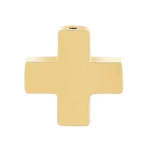 Polished gold stainless steel cross pendant with top loop for DIY jewelry necklaces