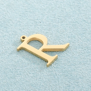 Golden polished stainless steel letter R pendant for DIY necklace and bracelet jewelry