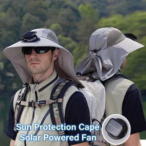 Cappello Da Sole Con Ventaglio Solare Tesa Larga Protezione Per Il Collo Nylon Asciugatura Rapida Traspirante Pesca Escursionismo Cappello Da Pescatore Uomo