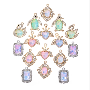 Shiny multi-colored crystal pendants and charms for DIY jewelry and hair accessories